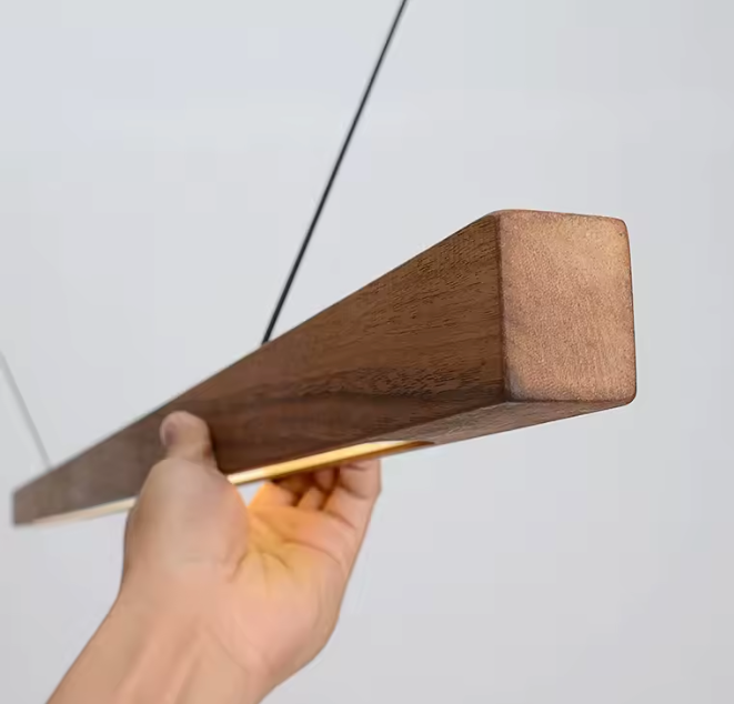Nordic Houten LED Hanglamp – Moderne Plafondlamp voor Eetkamer, Woonkamer & Kantoor