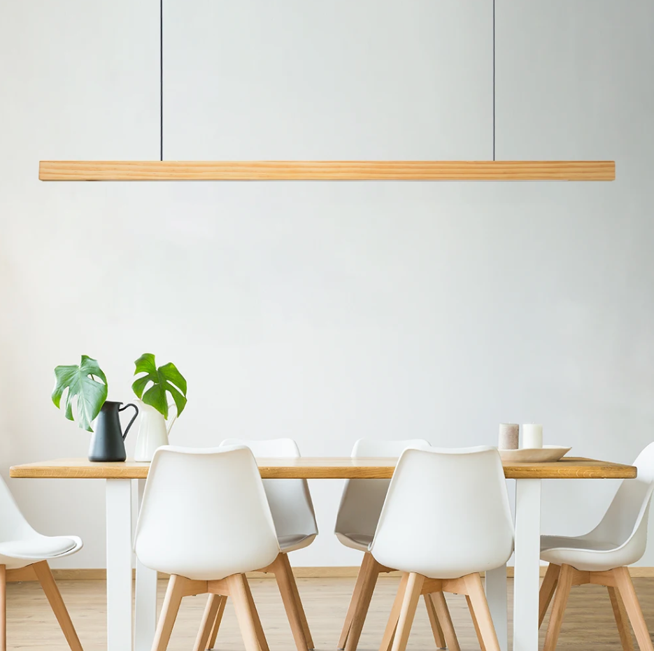 Nordic Houten LED Hanglamp – Moderne Plafondlamp voor Eetkamer, Woonkamer & Kantoor