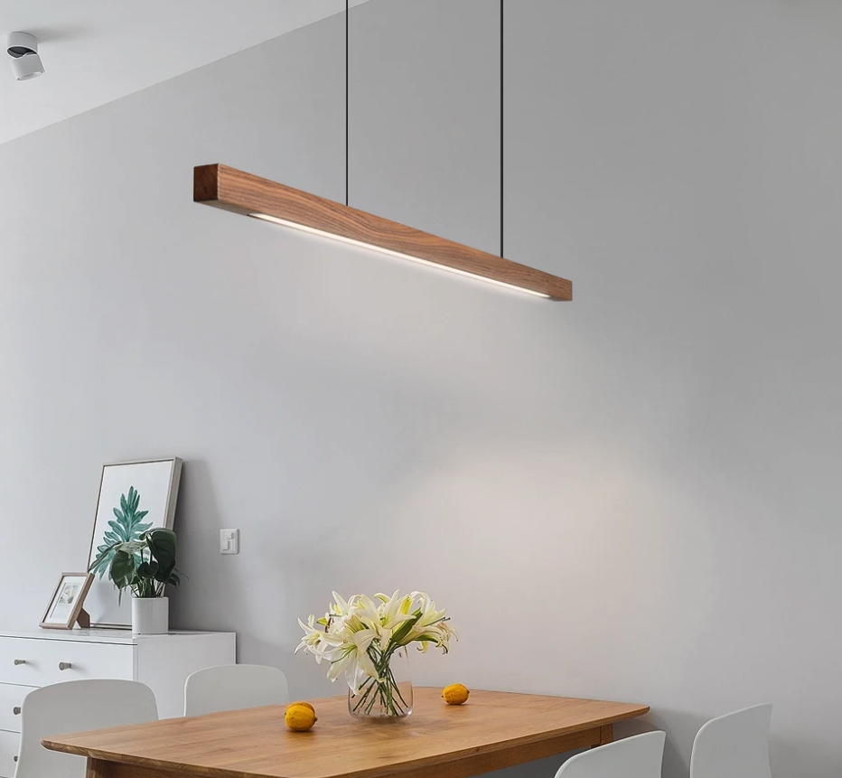 Nordic Houten LED Hanglamp – Moderne Plafondlamp voor Eetkamer, Woonkamer & Kantoor