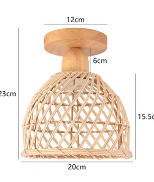 Vintage Rotan Hanglamp – Bamboe Rieten Plafondlamp met Gevlochten Scherm