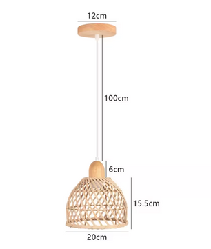 Vintage Rotan Hanglamp – Bamboe Rieten Plafondlamp met Gevlochten Scherm