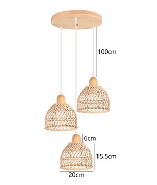 Vintage Rotan Hanglamp – Bamboe Rieten Plafondlamp met Gevlochten Scherm
