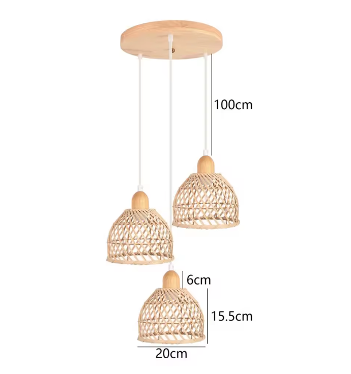 Vintage Rotan Hanglamp – Bamboe Rieten Plafondlamp met Gevlochten Scherm