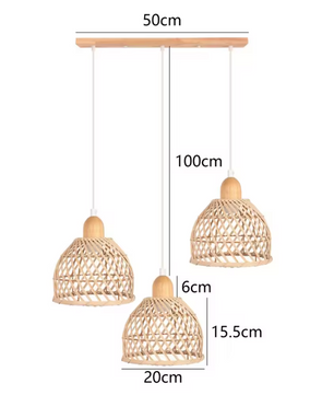 Vintage Rotan Hanglamp – Bamboe Rieten Plafondlamp met Gevlochten Scherm