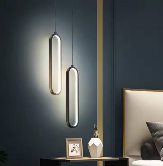 Moderne Zwart-Gouden LED Hanglamp – Minimalistische Plafondlamp