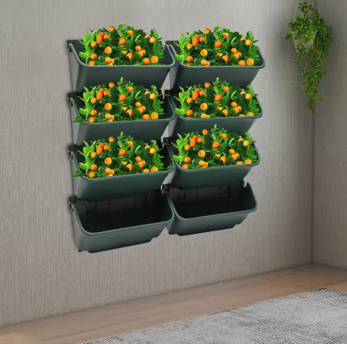 8-Delige Verticale Tuin Plantenbak – Wandgemonteerde Bloembakken voor Binnen en Buiten