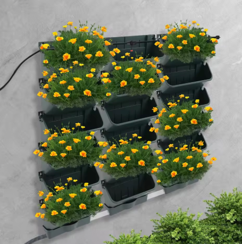 18-Pot Zelfwaterende Hangende Plantenbakset – Verticale Wandmontage met Slimme Timer & Regensensor