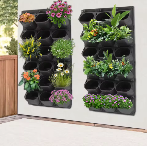 Wandgemonteerde Plantenbak met 36 Potten – Verticale Bloempothouder voor Binnen & Buiten