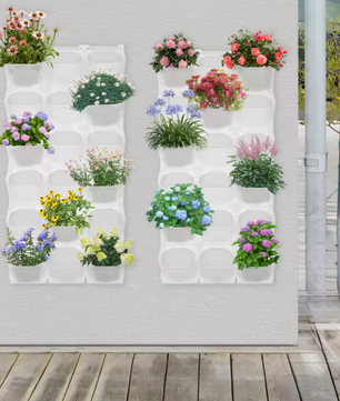 Wandgemonteerde Plantenbak met 36 Potten – Verticale Bloempothouder voor Binnen & Buiten