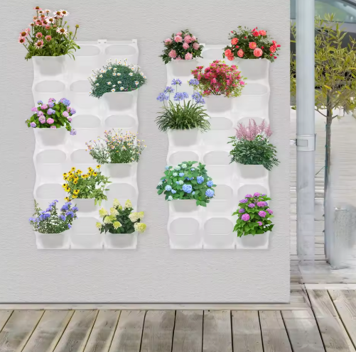 Wandgemonteerde Plantenbak met 36 Potten – Verticale Bloempothouder voor Binnen & Buiten