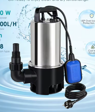 RVS Dompelpomp – 1100W, 16500 L/u, Vuilwaterpomp met Vlotterschakelaar