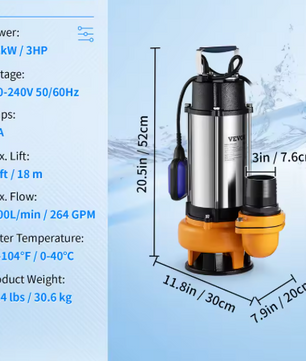 Dompelpomp voor Waterafvoer – 550W tot 2200W, met Automatische Vlotterschakelaar