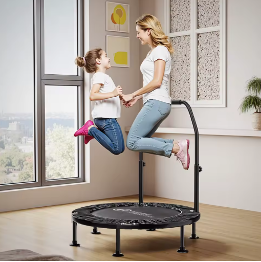 Opvouwbare Mini Fitness Trampoline Ø 101,5 cm – Met Verstelbaar Handvat, Indoor & Outdoor Rebounder, Draagvermogen 150 kg