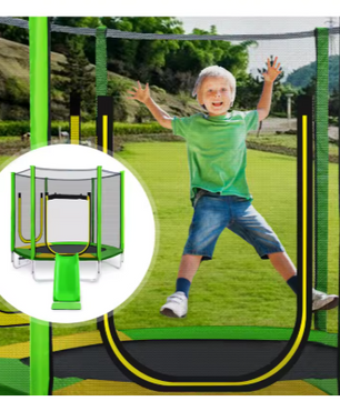 Buitentrampoline 213 cm – Inclusief Veiligheidsnet, Schuifladder, 2 Deuren & Gewatteerde Staven, TUV-Gecertificeerd tot 100 kg