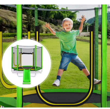 Buitentrampoline 213 cm – Inclusief Veiligheidsnet, Schuifladder, 2 Deuren & Gewatteerde Staven, TUV-Gecertificeerd tot 100 kg