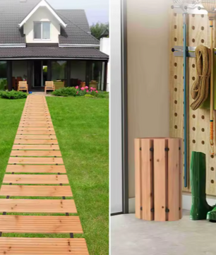 Uitrolbaar Houten Tuinpad – Decoratief Looppad voor Terras, Gazon, Strand & Evenementen