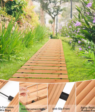 Uitrolbaar Houten Tuinpad – Decoratief Looppad voor Terras, Gazon, Strand & Evenementen