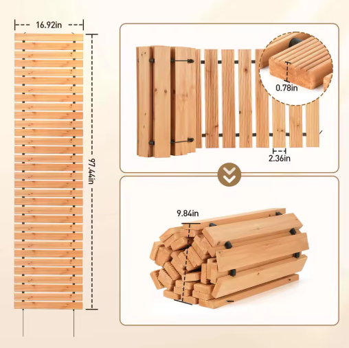 Opvouwbare Houten Tuinvloer – Rolvloer 247,5 × 43 cm, Duurzaam & Weerbestendig