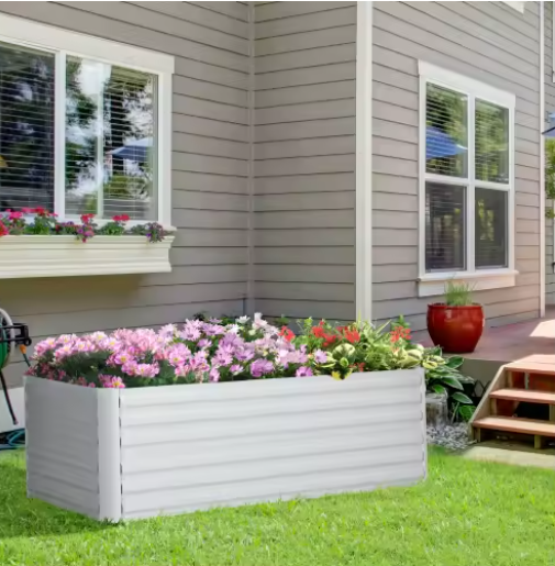 Verhoogd Stalen Tuinbed 180×90×60 cm – Ruime Plantenbak voor Bloemen, Groenten & Kruiden
