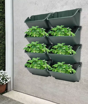 Set van 8 Wandgemonteerde Plantenbakken – Verticale Tuin voor Binnen & Buiten, met Afvoergaten