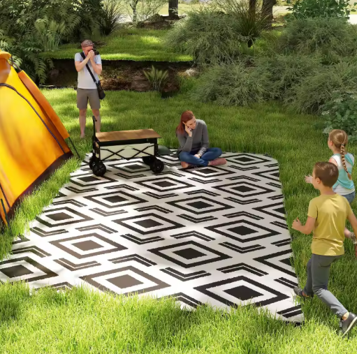 Weerbestendig Dubbelzijdig Buitentapijt met Draagtas – 182×274 cm, Opvouwbaar, Kunststof, Geschikt voor Tuin, Balkon en Kamperen