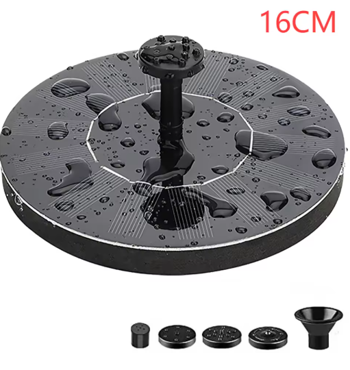 Zonne-energie Drijvende Fonteinpomp – 1W, 6 Mondstukken, 35-50 cm Spuithoogte, voor Vogelbad, Vijver & Tuin