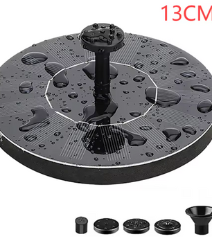 Zonne-energie Drijvende Fonteinpomp – 1W, 6 Mondstukken, 35-50 cm Spuithoogte, voor Vogelbad, Vijver & Tuin