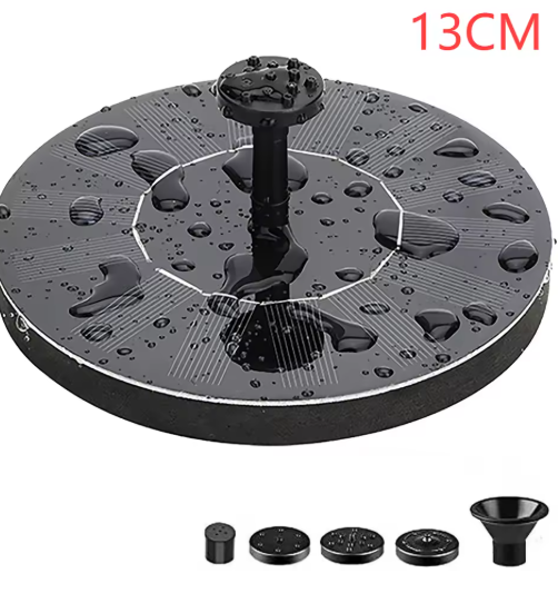 Zonne-energie Drijvende Fonteinpomp – 1W, 6 Mondstukken, 35-50 cm Spuithoogte, voor Vogelbad, Vijver & Tuin