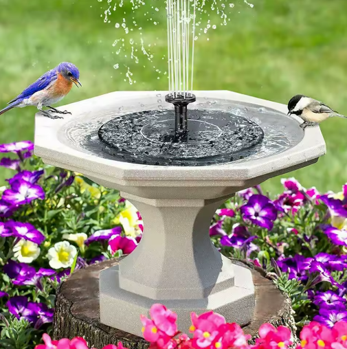 Zonne-energie Drijvende Fonteinpomp – 1W, 6 Mondstukken, 35-50 cm Spuithoogte, voor Vogelbad, Vijver & Tuin