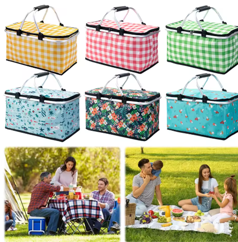 Opvouwbare Thermisch Geïsoleerde Koeltas – 30L, Waterdichte Voering & Draagmand voor Picknick, Kamperen en Reizen
