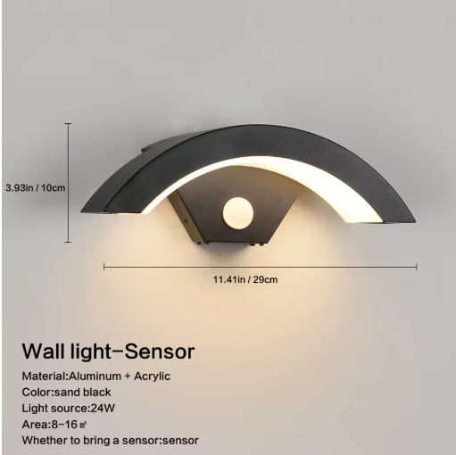 Buiten Wandlamp met Bewegingssensor – 24W Warm Wit Licht, IP65 Waterdicht