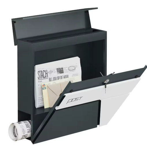Wandgemonteerde Metalen Brievenbus met Krantenhouder – Modern Design & Weerbestendig