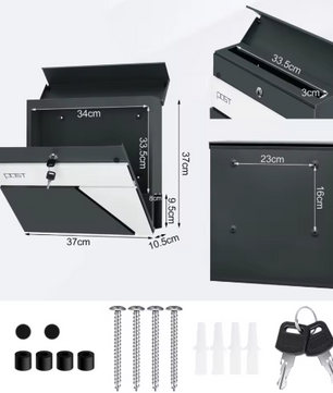 Wandgemonteerde Metalen Brievenbus met Krantenhouder – Modern Design & Weerbestendig