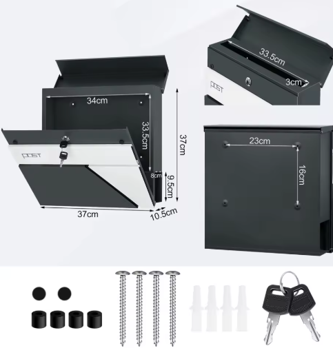 Wandgemonteerde Metalen Brievenbus met Krantenhouder – Modern Design & Weerbestendig