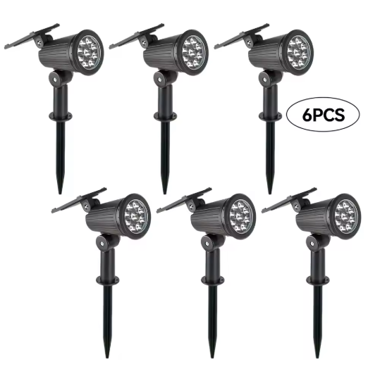Set van 6 LED Solar Grondspots – Warm Licht, IP44 Waterdicht, Tuin- en Landschapsverlichting