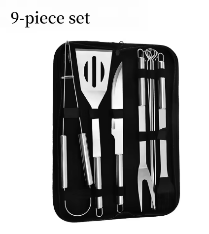 5-Delige RVS BBQ Gereedschapsset – Inclusief Draagbare Opbergtas, Ideaal voor Outdoor Koken