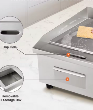 Professionele Elektrische Bakplaat – 1600 W, 50–300°C, Groot Kookoppervlak