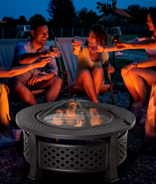 Brazier Met Deksel – Tuinhouten Vuurmand voor Buiten Verwarming en Grillen