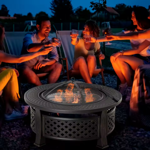 Brazier Met Deksel – Tuinhouten Vuurmand voor Buiten Verwarming en Grillen