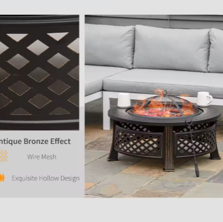 Brazier Met Deksel – Tuinhouten Vuurmand voor Buiten Verwarming en Grillen