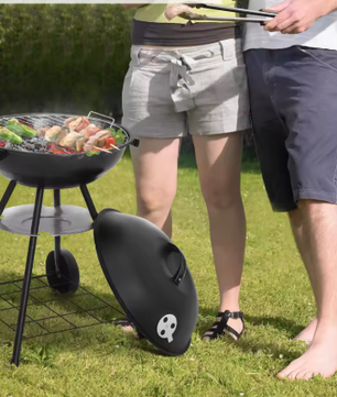 Zwarte Houtskoolbarbecue met Wielen en Ventilatie – Verstelbare Hoogte BBQ Grill voor Tuin, Camping en Picknick