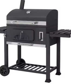 Grote Houtskoolbarbecue met Verstelbare Hoogte, 2 Opvouwbare Bijzettafels en Wielen – BBQ Grill voor Tuin, Camping en Picknick