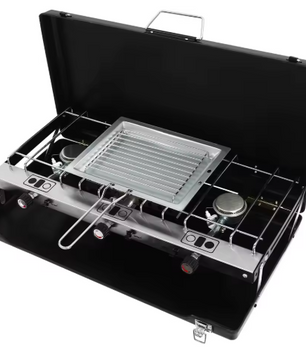 Draagbare Gas Kookfornuis met 3 Branders – Ideaal voor Kamperen, Barbecue en Buitenactiviteiten
