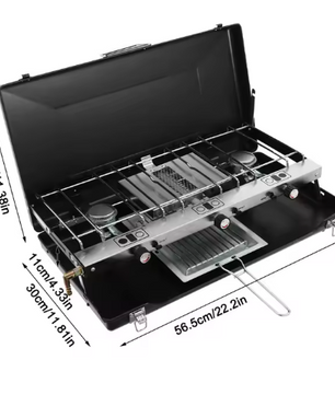 Draagbare Gas Kookfornuis met 3 Branders – Ideaal voor Kamperen, Barbecue en Buitenactiviteiten