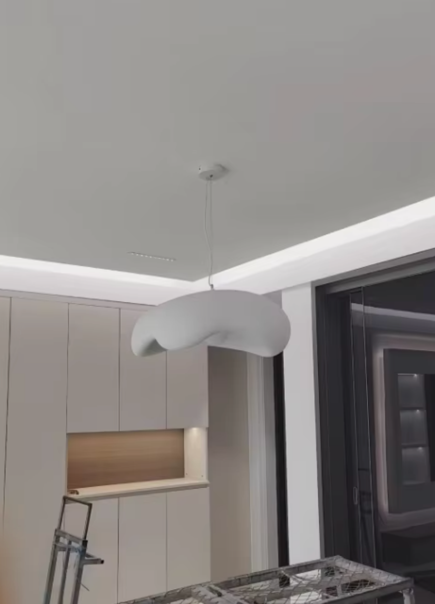 Scandinavische Crème Hanglamp – Minimalistische Wabi-Sabi Kroonluchter voor Woonkamer, Eetkamer & Slaapkamer