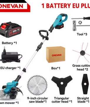 Draadloze Grasmaaier 9 inch Borstelloze Elektrische Tuinmaaier – 36000 RPM, Intrekbare Grastrimmer met 10 Metalen Messen voor Tuinonderhoud