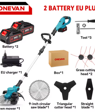Draadloze Grasmaaier 9 inch Borstelloze Elektrische Tuinmaaier – 36000 RPM, Intrekbare Grastrimmer met 10 Metalen Messen voor Tuinonderhoud