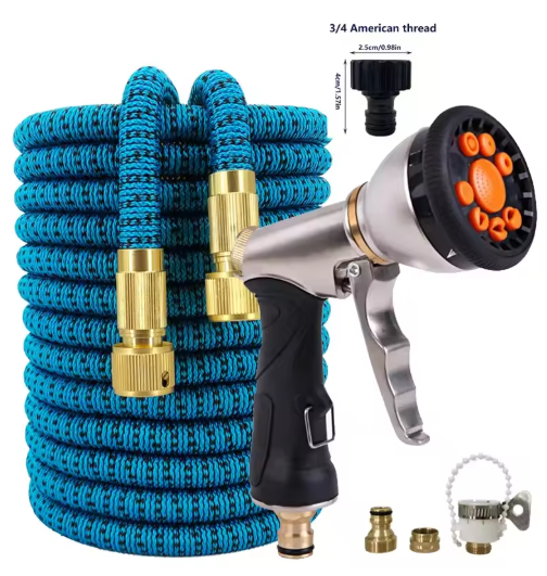 Tuinwaterslang 2.5-37.5 Meter Uitbreidbare Flexibele Slang met PVC Haspel voor Irrigatie, Auto Wassen en Tuinboerderij