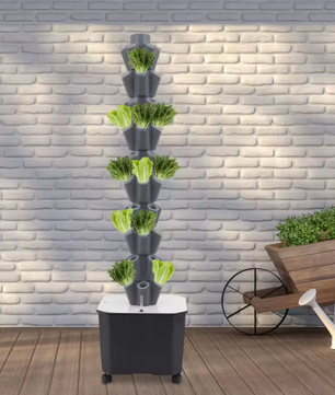 Hydrocultuur Kweekset met 50 Gaten en 6 Laags Ontwerp – Verticaal Groente- en Kruidentuin Systeem met Pomp en Mobiele Watertank