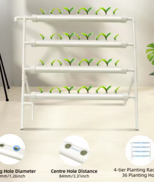 Hydrocultuur Groeisysteem – 36 Gaten, 4 Niveaus, PVC, Automatisch Irrigatiesysteem voor Groenten en Kruiden